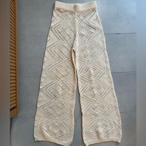 Charcoal - Elegant Cream Knit Women's Pants